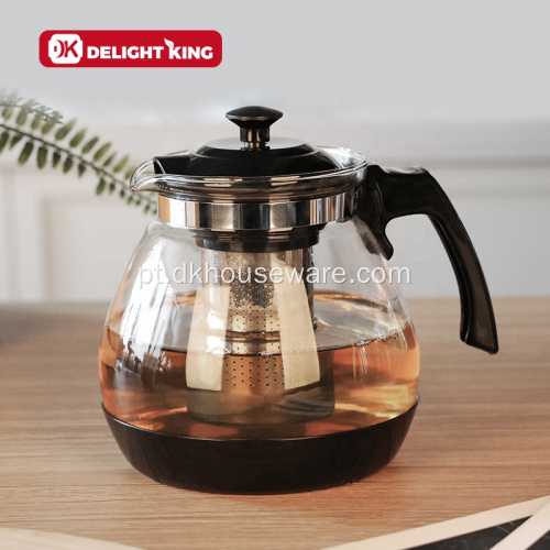 Bule de vidro para infusor de chá com água e chaleira